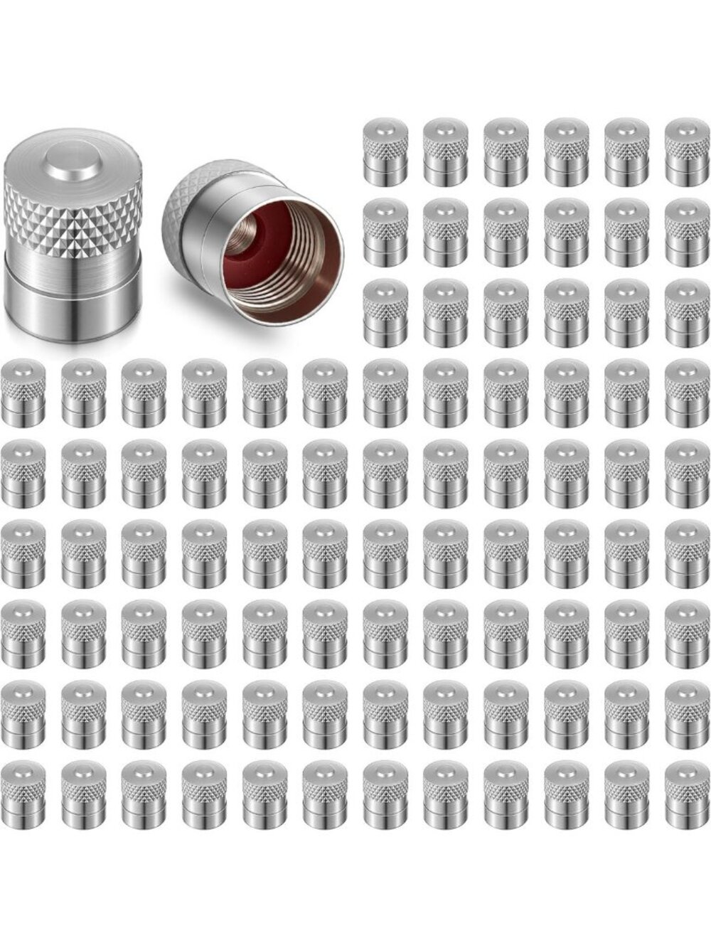 200 Pack Metal Dome Tire Valve Stem Caps - Durable Brass Covers for Cars & Bikes